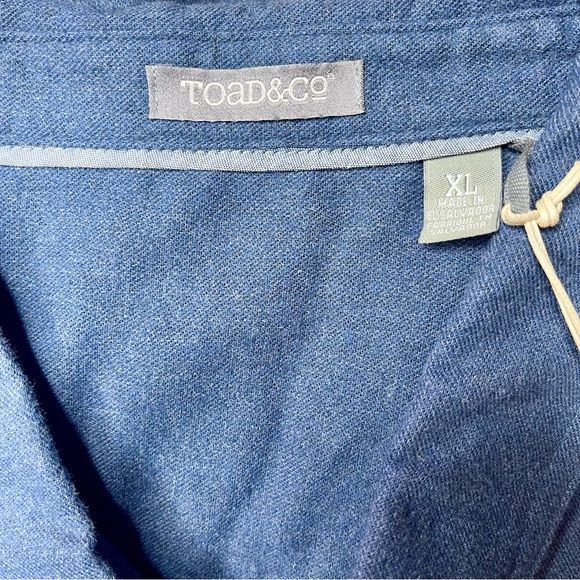 Toad & Co Men’s Flannagan Long Sleeve Flannel. XL. Blue. NWT - Picture 4 of 5